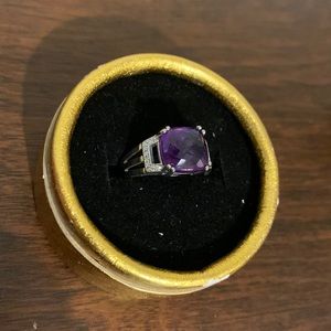 Amethyst, Cubic Zirconia, and sterling silver ring